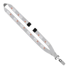 3/4" Polyester Lanyard with Sewn Silver Metal Split-Ring