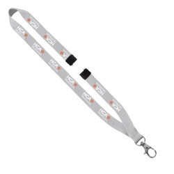 3/4" Polyester Lanyard with Sewn Silver Metal Split-Ring