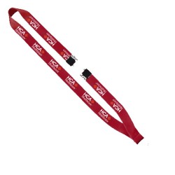 3/4" Polyester Lanyard with Sewn Silver Metal Split-Ring
