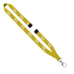3/4" Polyester Lanyard with Sewn Silver Metal Split-Ring