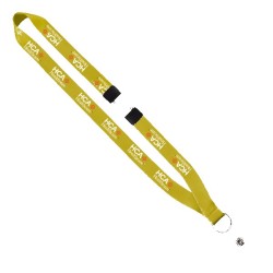 3/4" Polyester Lanyard with Sewn Silver Metal Split-Ring