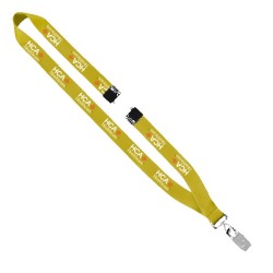 3/4" Polyester Lanyard with Sewn Silver Metal Split-Ring