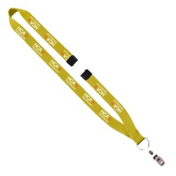3/4" Polyester Lanyard with Sewn Silver Metal Split-Ring