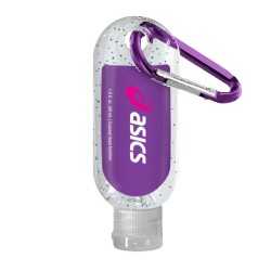 1.9 oz. Single Color Moisture Bead Sanitizer in Clear Bottle with Carabiner