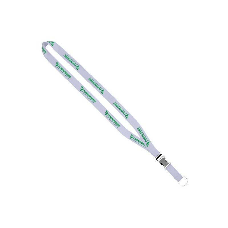 IMPORT 3/4" Polyester Lanyard with Woven Ribbon and Metal Slide Buckle