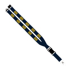 Maverick 1" Polyester Lanyard w/ Slide Buckle Release, Silver Metal Oval & Convenience Release