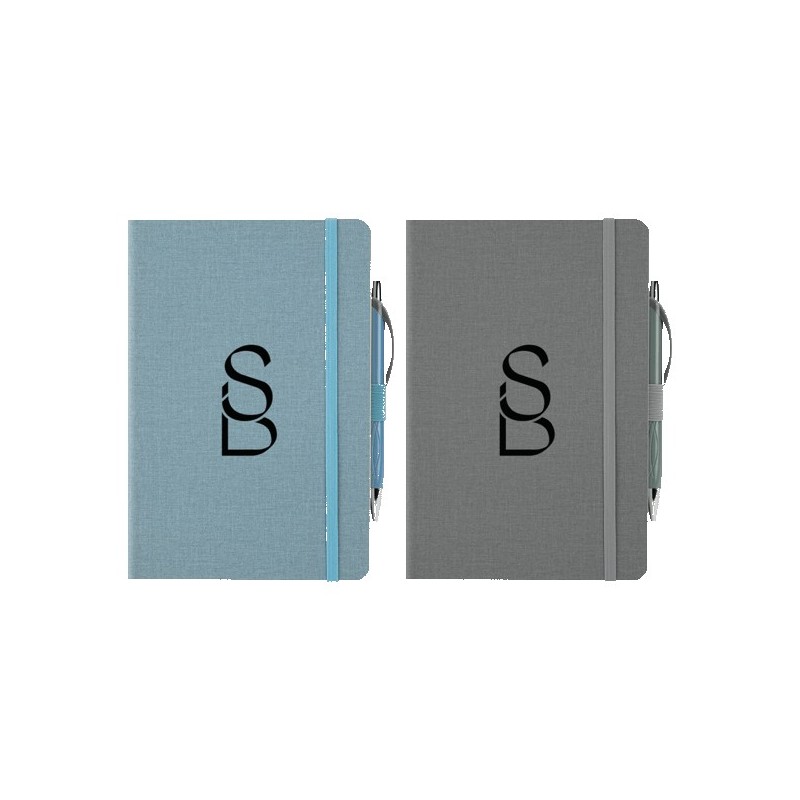 Crosshatch PU Notebook With Pen
