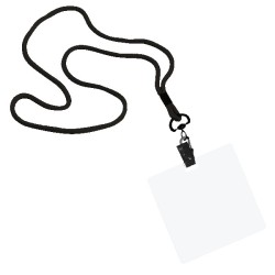 1/8" Polyester Cord Lanyard with Bulldog Clip and 3 1/2"x3 1/2" ID Badge