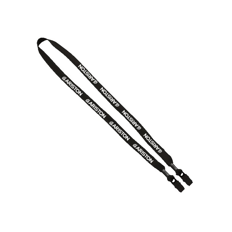 5/8" Double-Ended Polyester Shoelace Lanyard with Metal Crimp and Metal Bulldog Clip