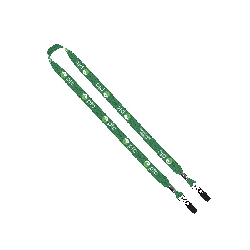 3/4" rPET Dye-Sublimated Double-Ended Lanyard with Metal Crimp and Bulldog Clip