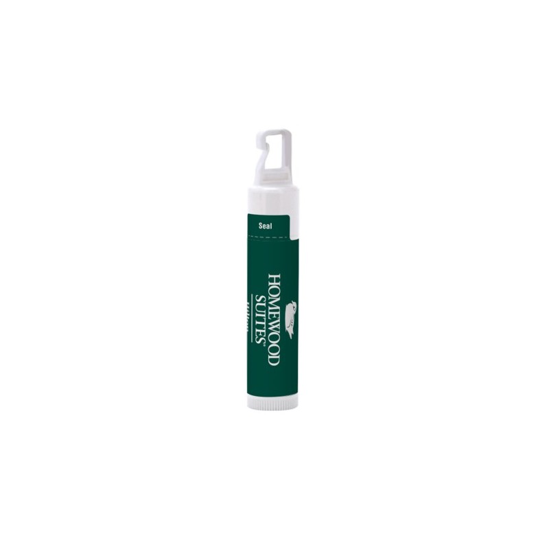 Custom SPF 30 Soy Based Lip Balm in White Tube with Hook Cap