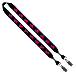 3/4" Cotton Double Bulldog Clip Lanyard