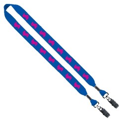 3/4" Cotton Double Bulldog Clip Lanyard
