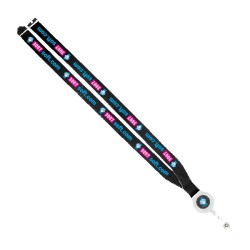 IMPORT 3/4" Dye-Sublimated Lanyard with Retractable Badge Reel and IPH7 back of neck convenience rel