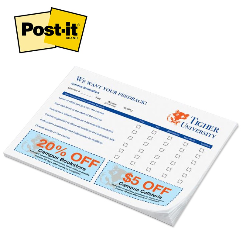 Custom Printed Post-it® Notes (6"x8") 50 Sheets/ 4 Color
