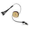 Bamboo Retractable 3-in-1 Charging Cable with Dual Inputs