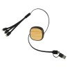 Bamboo Retractable 3-in-1 Charging Cable with Dual Inputs