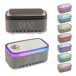 Sunset 20W Stereo Speaker with White Noise, Clock, Radio, and 15W Wireless