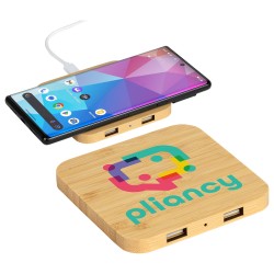 Panda FSCÂ® Bamboo 5W Wireless Charger with Dual USB Ports