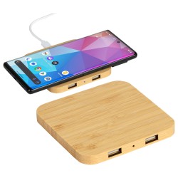 Panda FSCÂ® Bamboo 5W Wireless Charger with Dual USB Ports