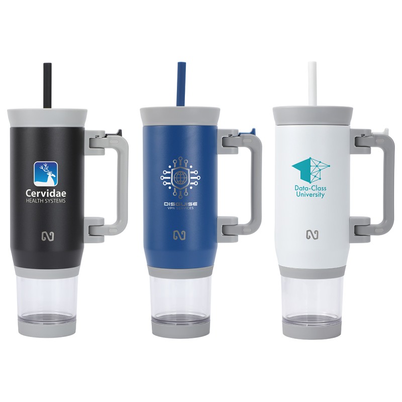 NAYAD® Quest 23 oz Stainless Steel Double-Wall Mug with Foldable Handle & Snack Cup