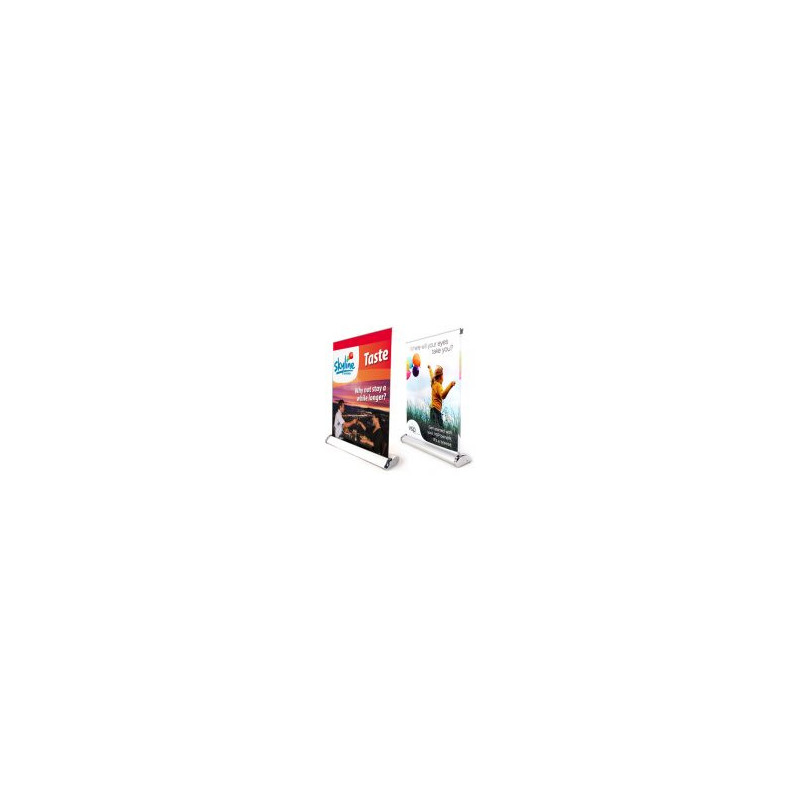Mini Table Top Retractable Banner Stand w/ Graphic - 12"x16.5" - 2 Sided