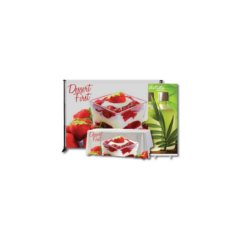 Trade Show Pack 1/8x10 Vinyl Banner, 33" Retractable, 6' Throw