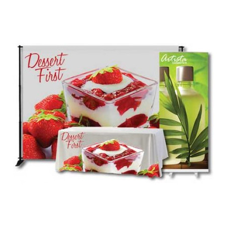 Trade Show Pack 1/8x10 Vinyl Banner, 33" Retractable, 6' Throw