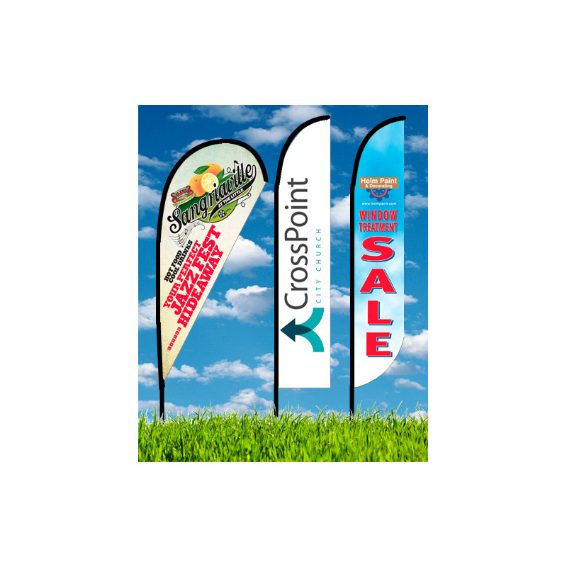 Zoom4 13' Feather/Teardrop Flag Kit, 2 Sided Spike & X-Base