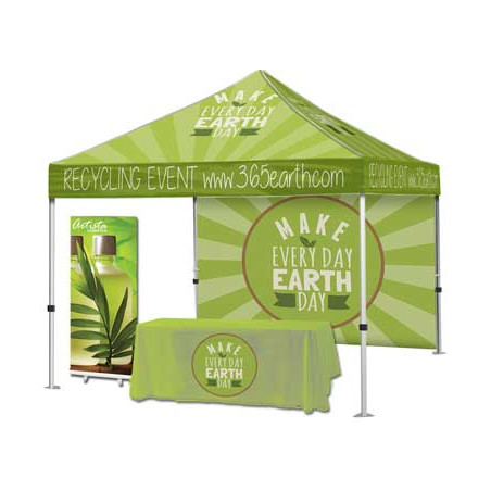 Steel Event Tent Package 3 – Steel Tent + Full Back Wall + Throw + Banner Stand