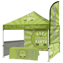 Steel Event Tent Package 5 – Steel Tent + Throw + Full Back Wall + 2 Half Walls + Flag