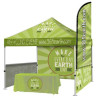 Steel Event Tent Package 5 – Steel Tent + Throw + Full Back Wall + 2 Half Walls + Flag