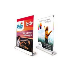 Mini Table Top Retractable Banner Stand w/ Graphic - 12"x16.5"