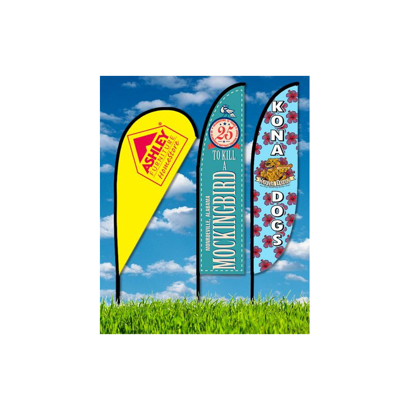Rush 48 Hour Zoom 3 Feather Flag w/ Stand - 10' Double Sided Graphic w/Spike Base
