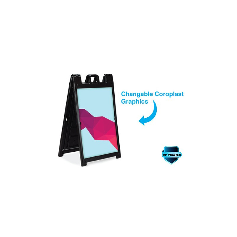 Black/Yellow Deluxe Sandwich Board Display w/ 2 Sided Graphic