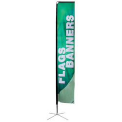 15' Large Block Flag (29"x154") - Single Sided w/spike Base