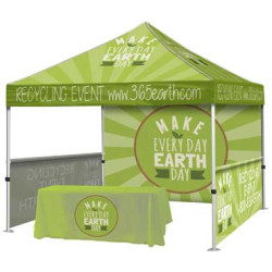 Aluminum Event Tent Package 4 – Tent + Throw + Full Back Wall + 2 Half Walls