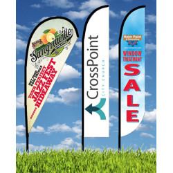 Rush 48 hrs. Zoom4 13' Feather/Teardrop Flag Kit 1 Side Spike & X-Base