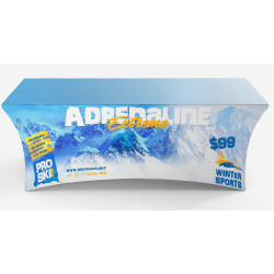 Sublimated Stretch Curved Fit Table Throw for 6' table, 4 sided, Closed Back