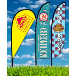 Rush 24 Hour Zoom 3 Feather Flag w/ Stand - 10' Double Sided Graphic w/spike base