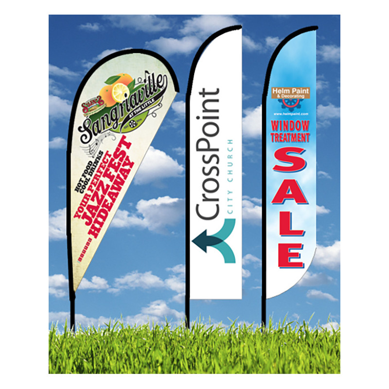 Rush 24 Hour Zoom 4 Feather Flag w/ Stand - 13' 2- Sided Graphic w/Spike Base