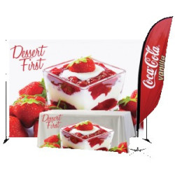 Trade Show Pack 2 / 8x10 Fabric Banner, Zoom3 10' Flag w/X-Base, 6' Throw