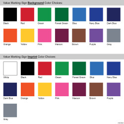 6" x 6" Value Marking Signs - Two Color Front & Solid Color Back