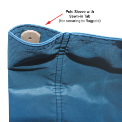 Close up of sewn in tab