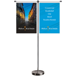 11-19.7" T Style Metal Telescopic Flagpole with Two Double Sided Banners