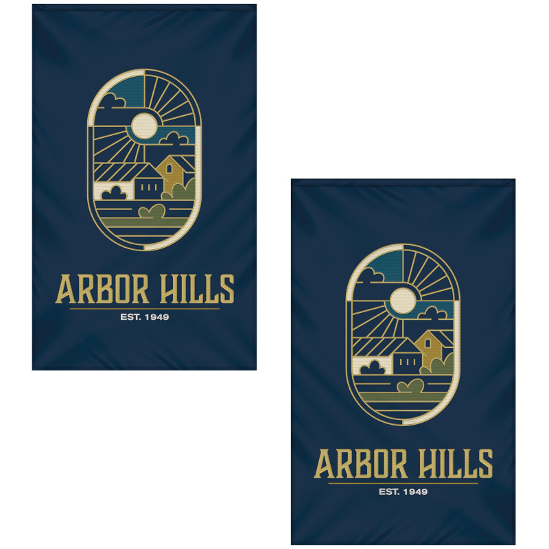 5' x 8' Double Sided Embroidered Banner with Pole Sleeve