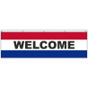 Welcome 3' x 10' Horizontal Flag with Heading and Grommets Across the Top