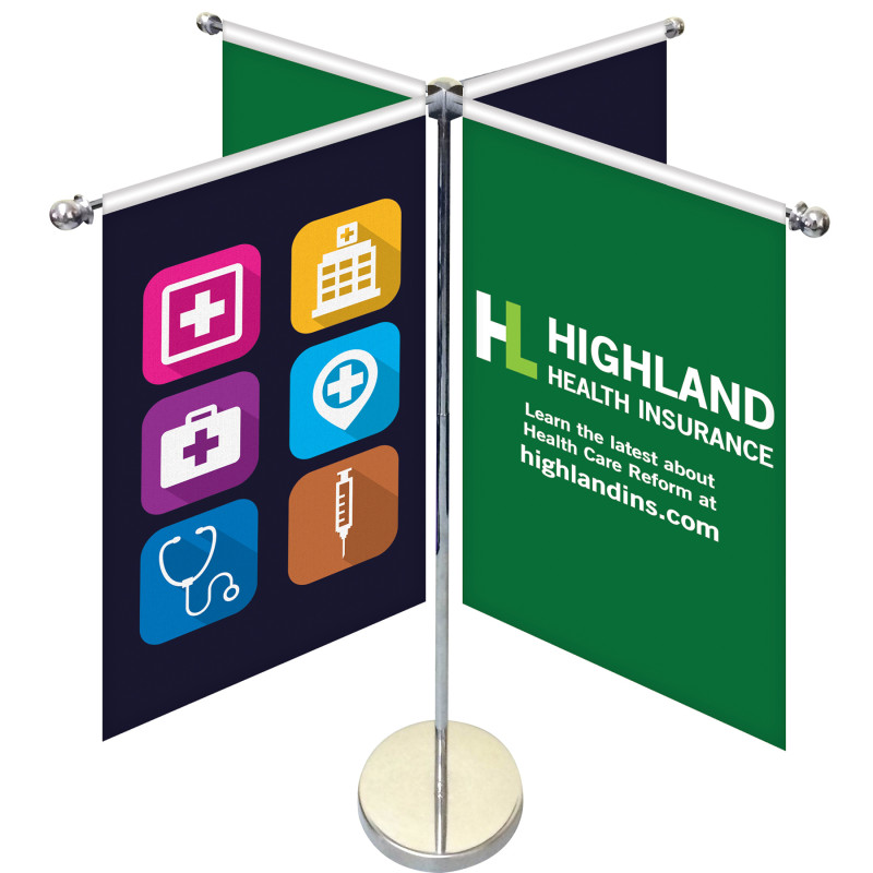 11-19.7" Metal Telescopic Flagpole with Four Double Sided Banners