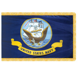 Navy 3' x 5' Nylon with Pole Hem and Fringe
