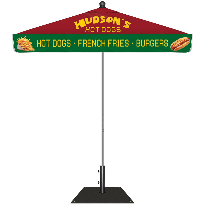 7.5' Heavy Duty Square Umbrella Kit with Valance and Steel Base